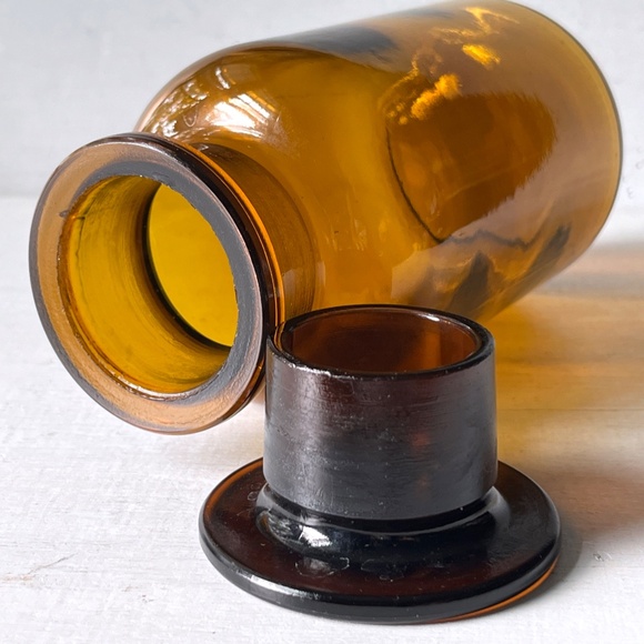 Vintage 20oz Apothecary Jar Amber Ground Stopper 500 ML Storage Bottle - Picture 4 of 11